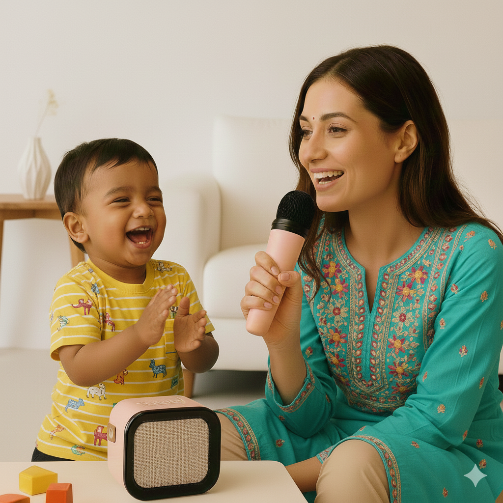 Karaoke Mic with Wireless Portable Bluetooth Speaker w/ LED Lights