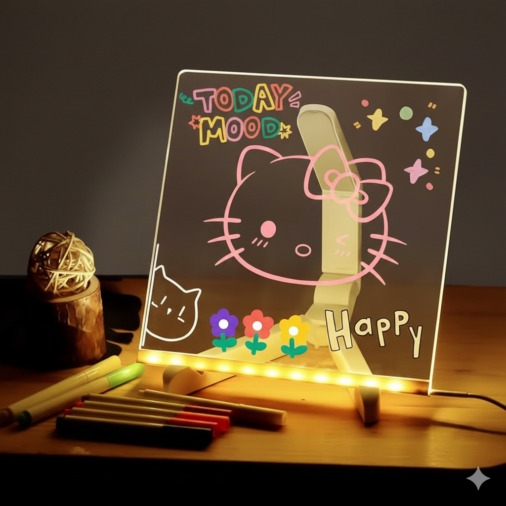 Reusable LED Acrylic Drawing Board for Kids Learning, Doodling & Creativity