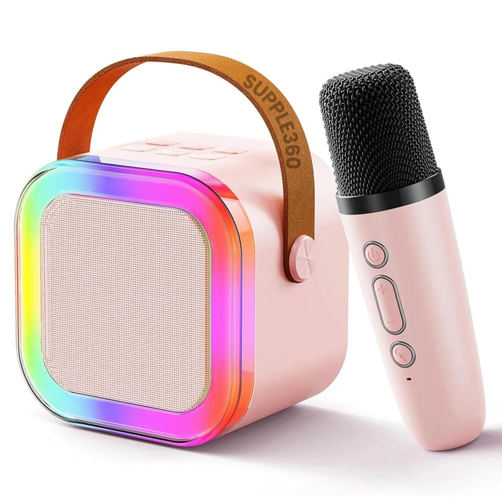 Karaoke Mic with Wireless Portable Bluetooth Speaker w/ LED Lights
