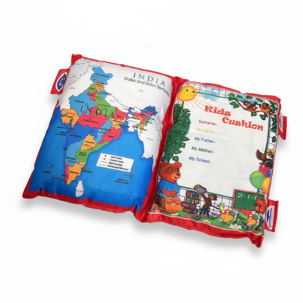 Learning Cushion Pillow Book for Kids | Educational Toys (Dark Pink)
